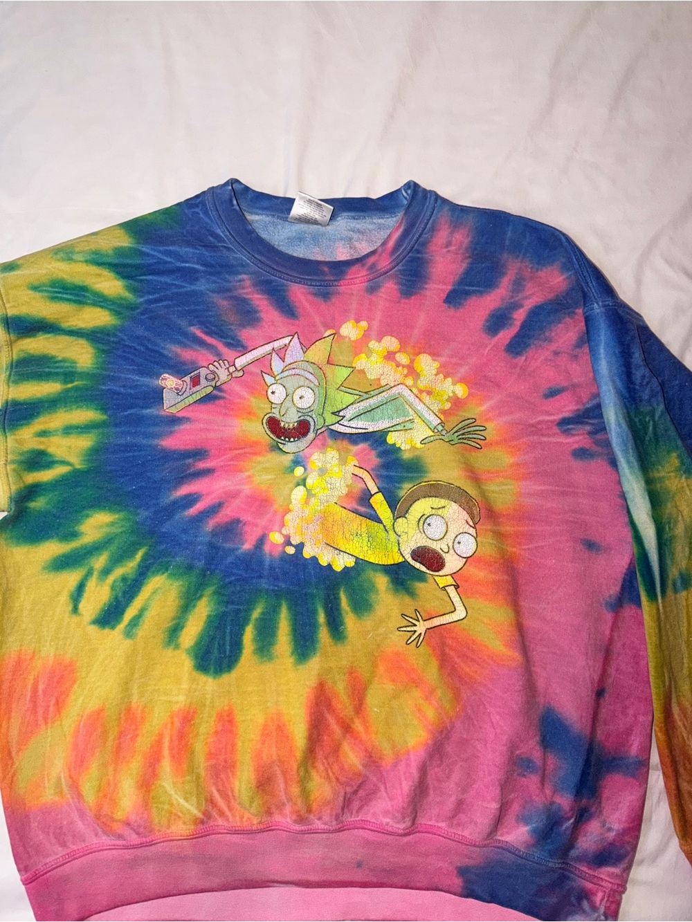 Tie-Dye Rick and Morty Crewneck Sweatshirt - Multicolor